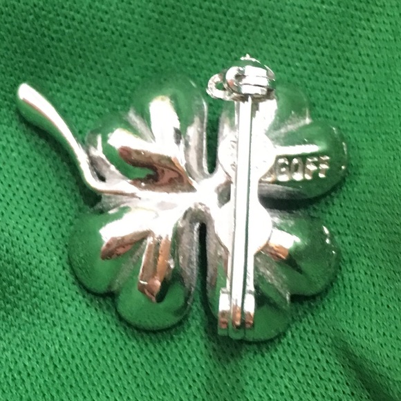 Vtg Goff 4 Leaf Clover Lucky Irish Brooch - Picture 3 of 4